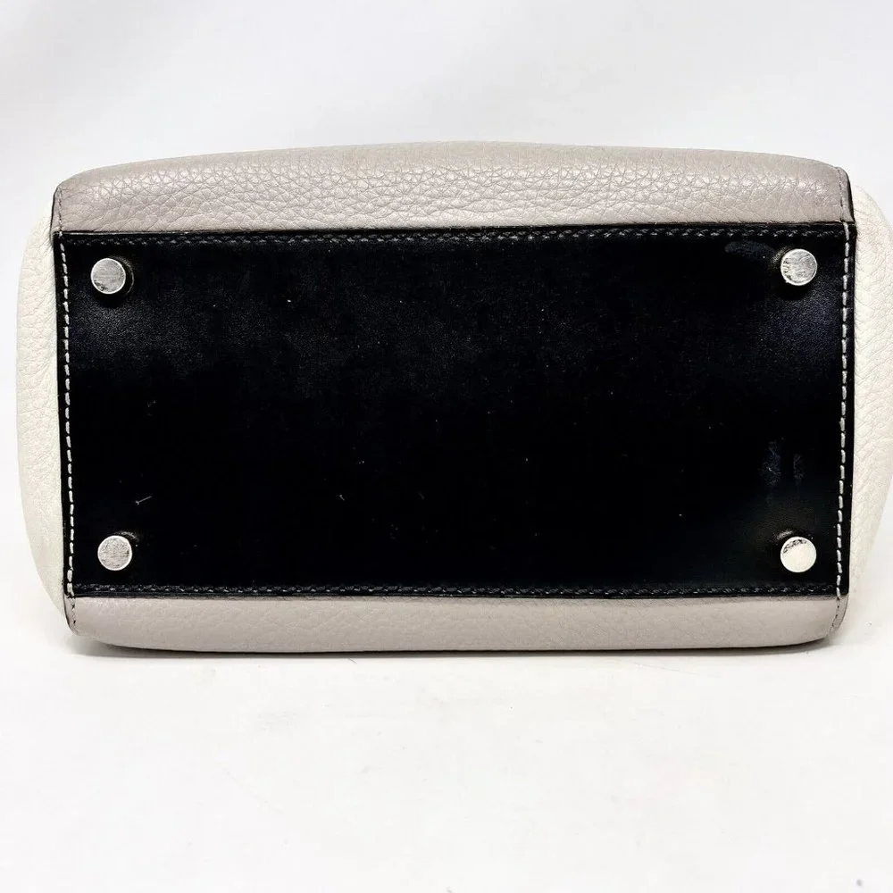 Kate Spade Houston Street Cream White Black Handbag Leather Purse Neutral Office